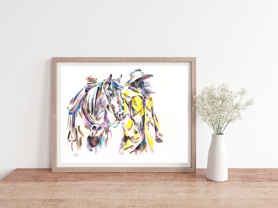 PAPER PRINT - To Where the Wind Blows - 13x19, 11x14, 8x10, 5x7 - Cowgirl - Girl and horse -