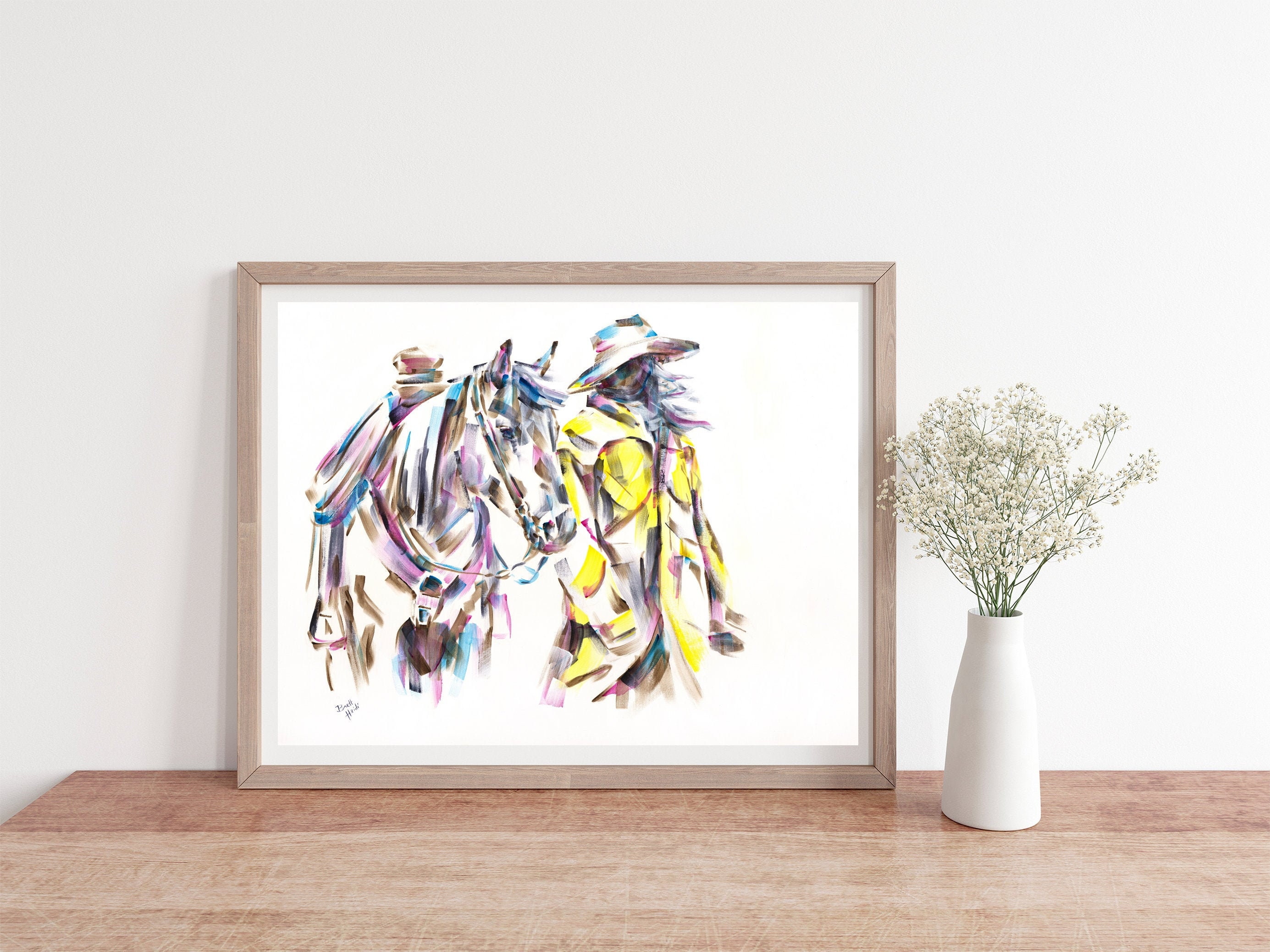PAPER PRINT - To Where the Wind Blows - 13x19, 11x14, 8x10, 5x7 - Cowgirl - Girl and horse -