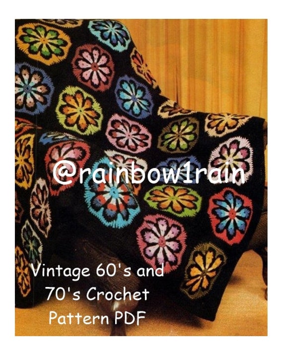 Granny Knew Best Vintage 70's Crochet Afghan Pattern USA