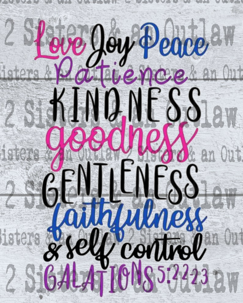 Download Love Joy Peace Patience Kindness Goodness Gentleness | Etsy