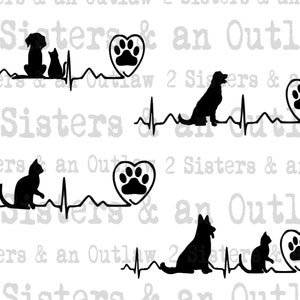 Animal Svg. Pacote Svg de Gato - Cachorro. Gato - Batimento cardíaco do cachorro Svg. Decalque de carro SVG. JPG.webp. PNG. Download Digital. Cricut.