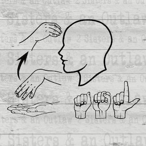 Learning ASL Svg. Learning Svg. Sign Language Svg. Svg. JPG. PNG. Digital Download. Cricut.