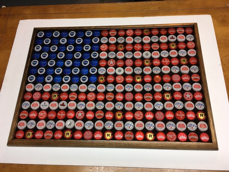 Beer Bottle Cap Art American Flag Black Painted Background Highly