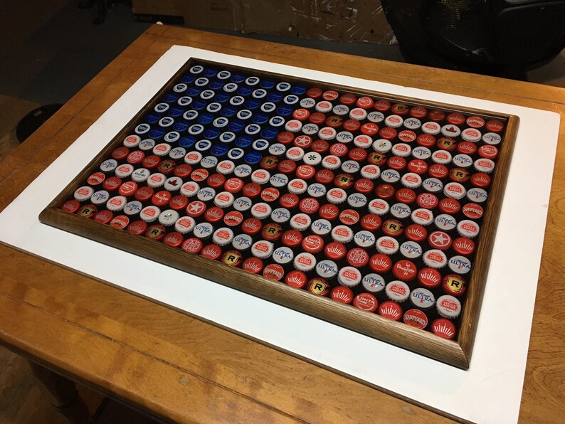 Beer Bottle Cap Art American Flag Black Painted Background Highly