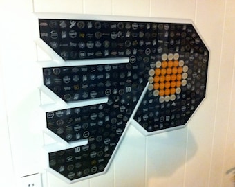 Bottle Cap Art - Philadelphia Flyers Logo - Black Background - NHL Hockey - Great Size - Highly Reviewed