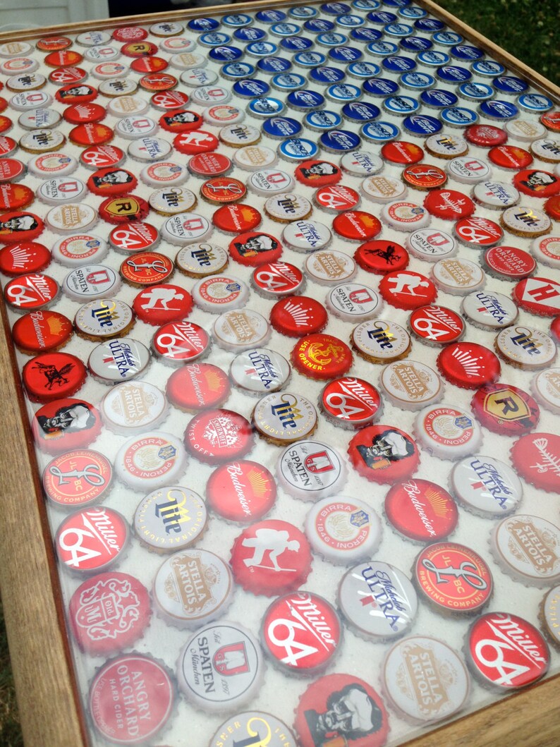 Beer Bottle Cap Art American Flag White Background - Etsy