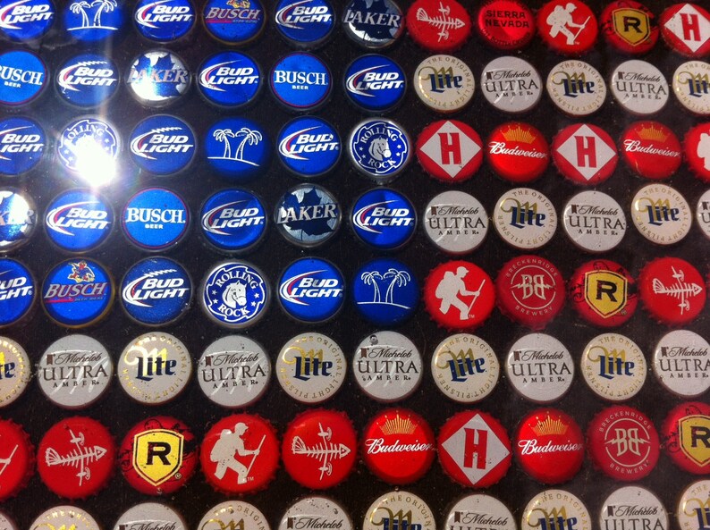 Beer Bottle Cap Art American Flag Stained Background - Etsy
