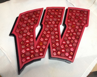Bottle Cap Art - University of Wisconsin Badgers Logo - Block "W" - Smooth Hard Surface - Highly Reviewed