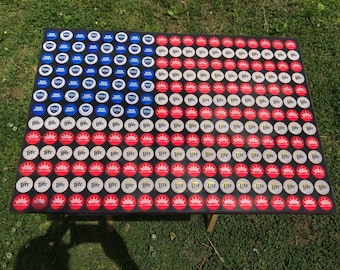 Beer Bottle Cap Art - American Flag - No Trim!!! - Highly Reviewed - Smooth Hard Surface