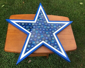 Beer Bottle Cap Art - Dallas Cowboys Star Logo - Double Trim - Smooth Hard Surface - Highly Reviewed