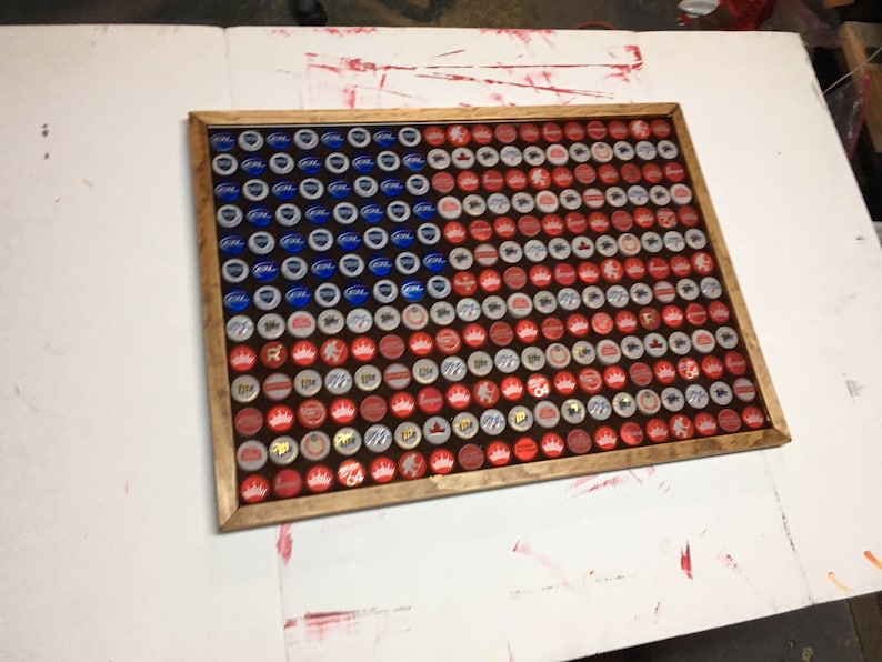 Beer Bottle Cap Art American Flag Stained Background - Etsy
