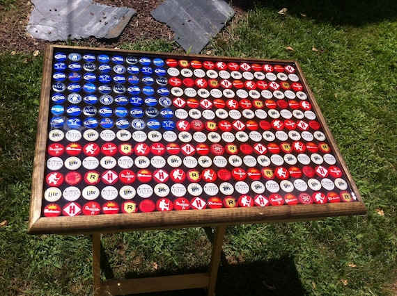 Beer Bottle Cap Art American Flag Stained Background - Etsy