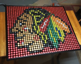 Beer Bottle Cap Art - Chicago Blackhawks Chief Head Logo - Smooth Hard Surface - Highly Reviewed