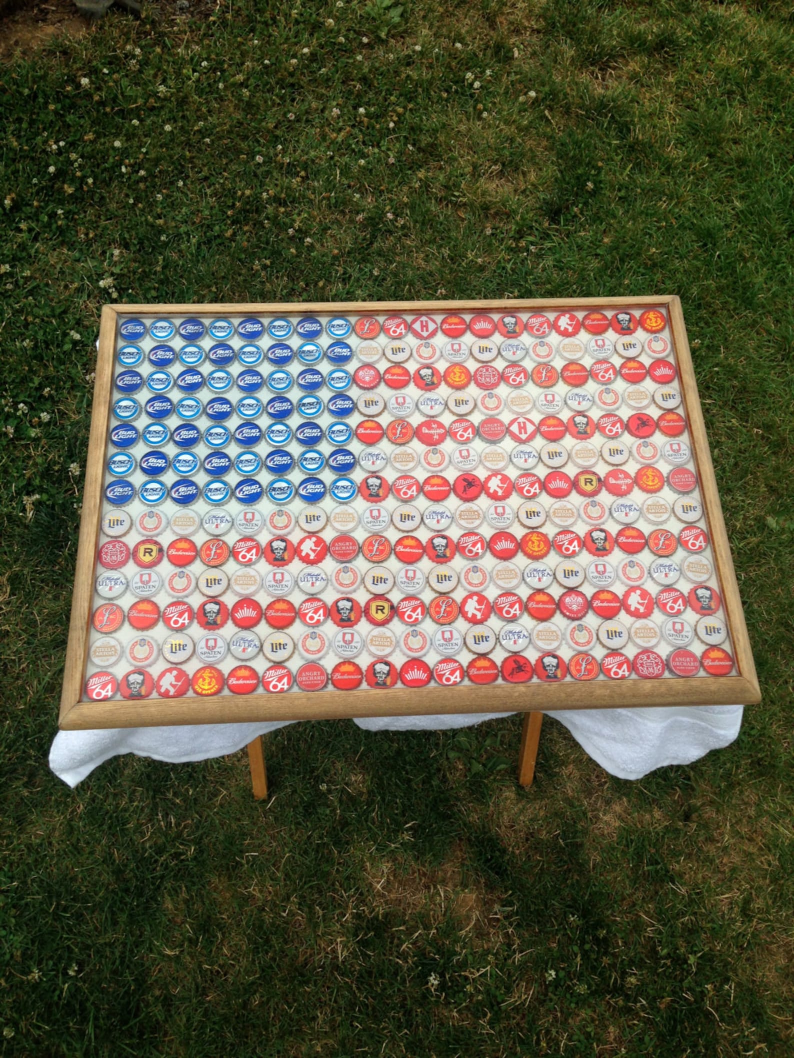 Beer Bottle Cap Art American Flag White Background - Etsy