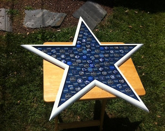 Beer Bottle Cap Art - Dallas Cowboys Star Logo - White Trim - Smooth Hard Surface - Highly Reviewed