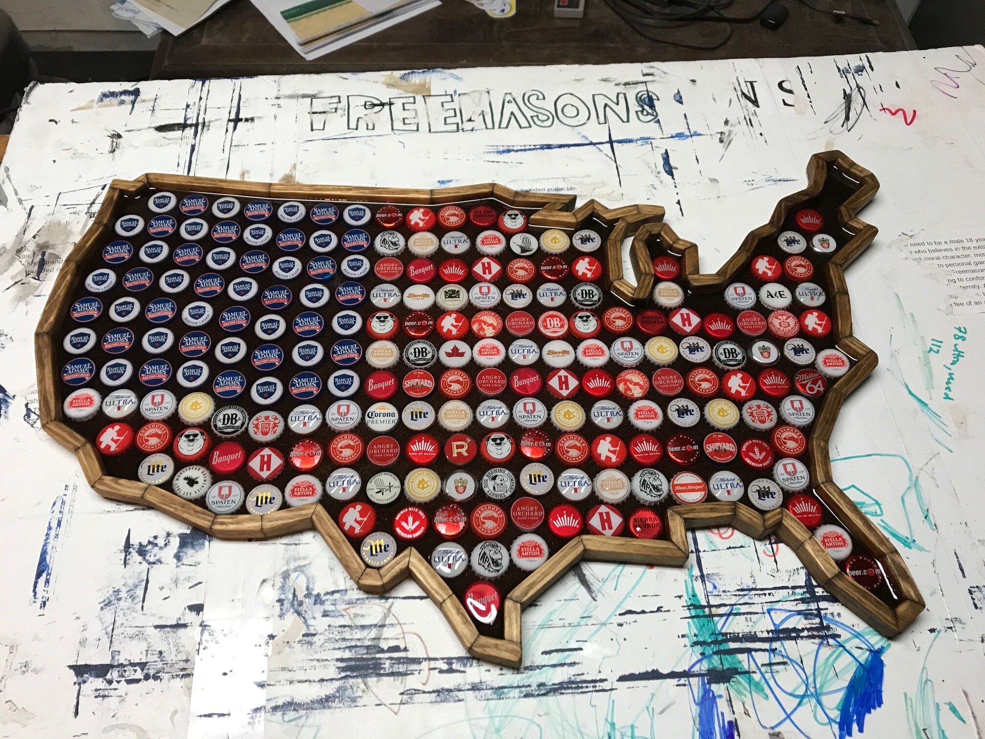 Beer Bottle Cap Art American Flag United States Outline | Etsy