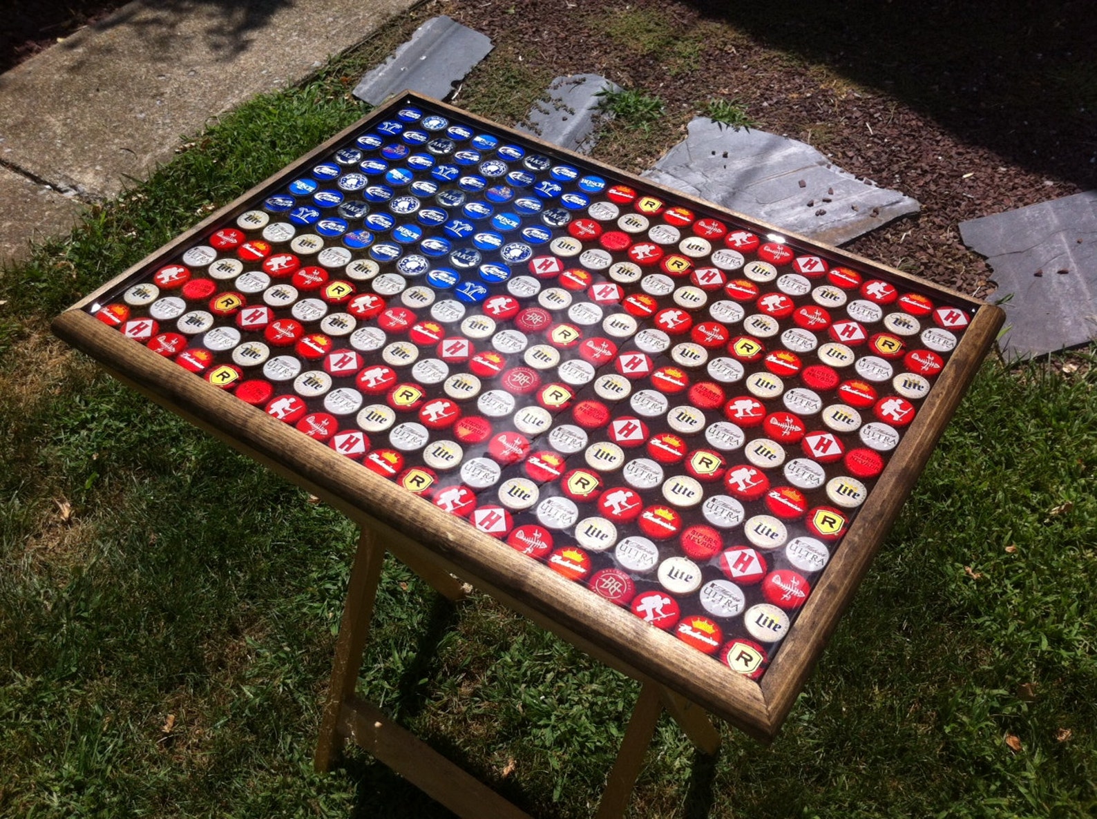 Beer Bottle Cap Art American Flag Stained Background - Etsy