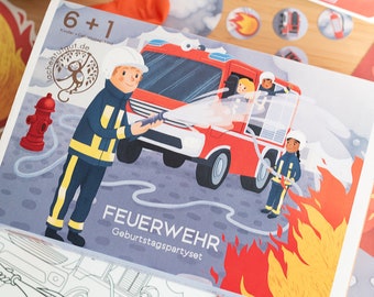 Ultimatives Partyset zum Feuerwehr Geburtstag - Einlandungen & Mitgebsel, Tisch und Raumdeko