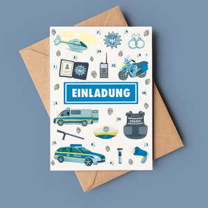 Polizei Geburtstag - Einladung und Mitgebseltütchen
