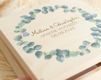 Regalo de boda personalizado para dinero eucalipto, caja de recuerdos, caja de madera, regalo para los novios, embalaje de dinero