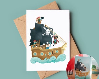 Kindergeburtstag Einladung und Mitgebseltütchen Pirat