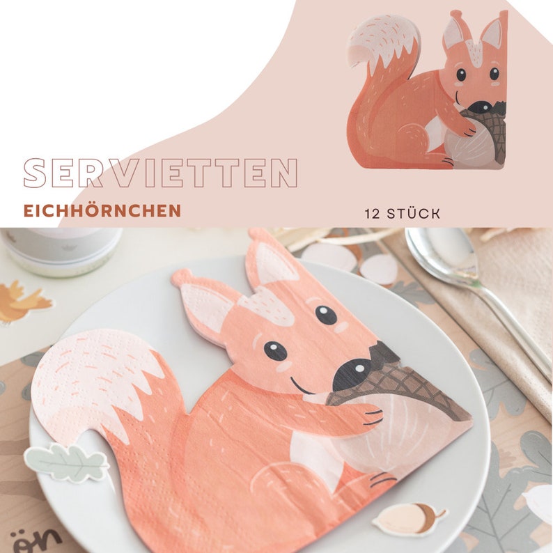 Bosdierendecoratieset servetten, confetti, placemats en banderollen en slinger voor etikettering afbeelding 2