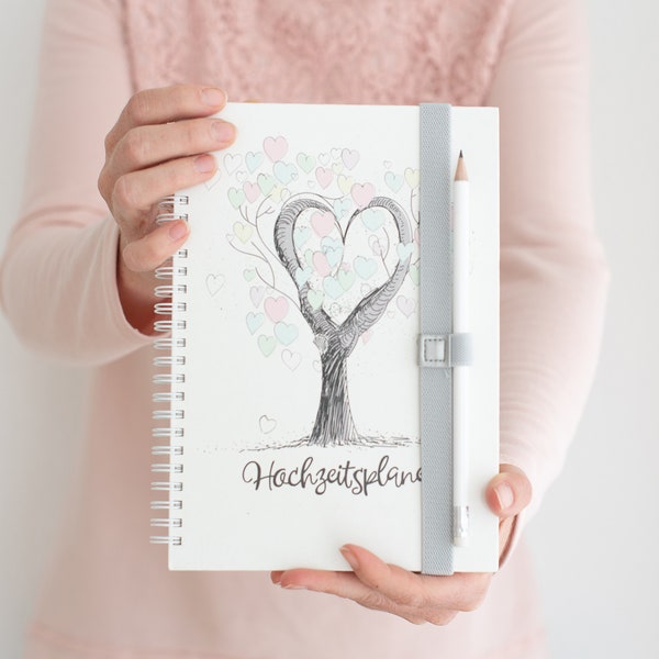 Hochzeitsplaner - Wedding planer - Tree of Love  -  Hochzeitskalenderbuch - Verlobungsgeschenk um Hochzeit zu planen