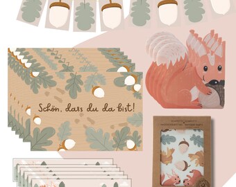 Bosdierendecoratieset - servetten, confetti, placemats en banderollen en slinger voor etikettering