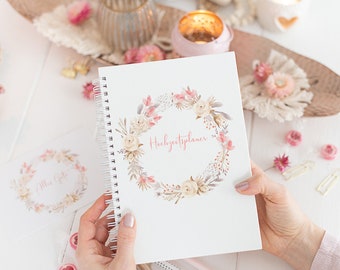 Hochzeitsplaner Notizbuch personalisiert Trockenblumen Liebe - Wedding Planer Verlobungsgeschenk