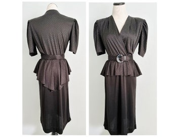 Vtg 1980s Glamour Dress/Over the Top Drama/Black w Sparkles and Shoulder Pads!