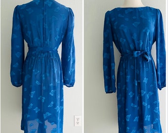 1970s Butterfly Dress/Deep Cerulean Blue