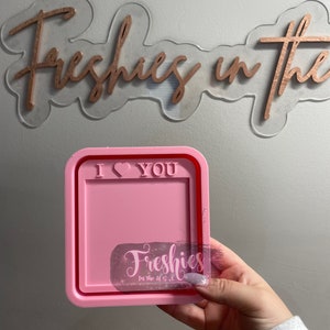 I heart you square picture holder silicone car Freshie mold