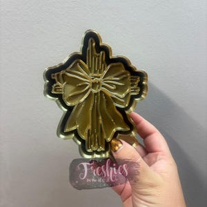 Wooden Cross with Bow Silicone Car Freshie Mold