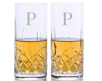 Ensemble cadeau de 2 pièces personnalisées en verre à whisky en cristal taillé et titane par Crystalize - Livraison gratuite