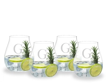 Riedel Crystal Gin Tumblers - Set of 4, 'Gin O'Clock' Design