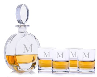 Personalized Crystal Whiskey Decanter Set – Monogrammed Liquor Gift