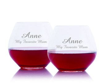 Verre à vin rouge personnalisé Amoroso sans pied, 2 pièces Coffret cadeau Crystalize - Livraison gratuite