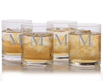 Engraved Crystal Old Fashioned Glasses – Ravenscroft Barware Set (4pc)