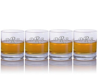 Personalized Crystal Whiskey Glass Set – Titanium 4-Piece, Groomsmen Gift