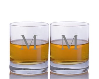 Ensemble-cadeau en verre de whisky en cristal gravé personnalisé de 2 par Crystalize-Livraison gratuite