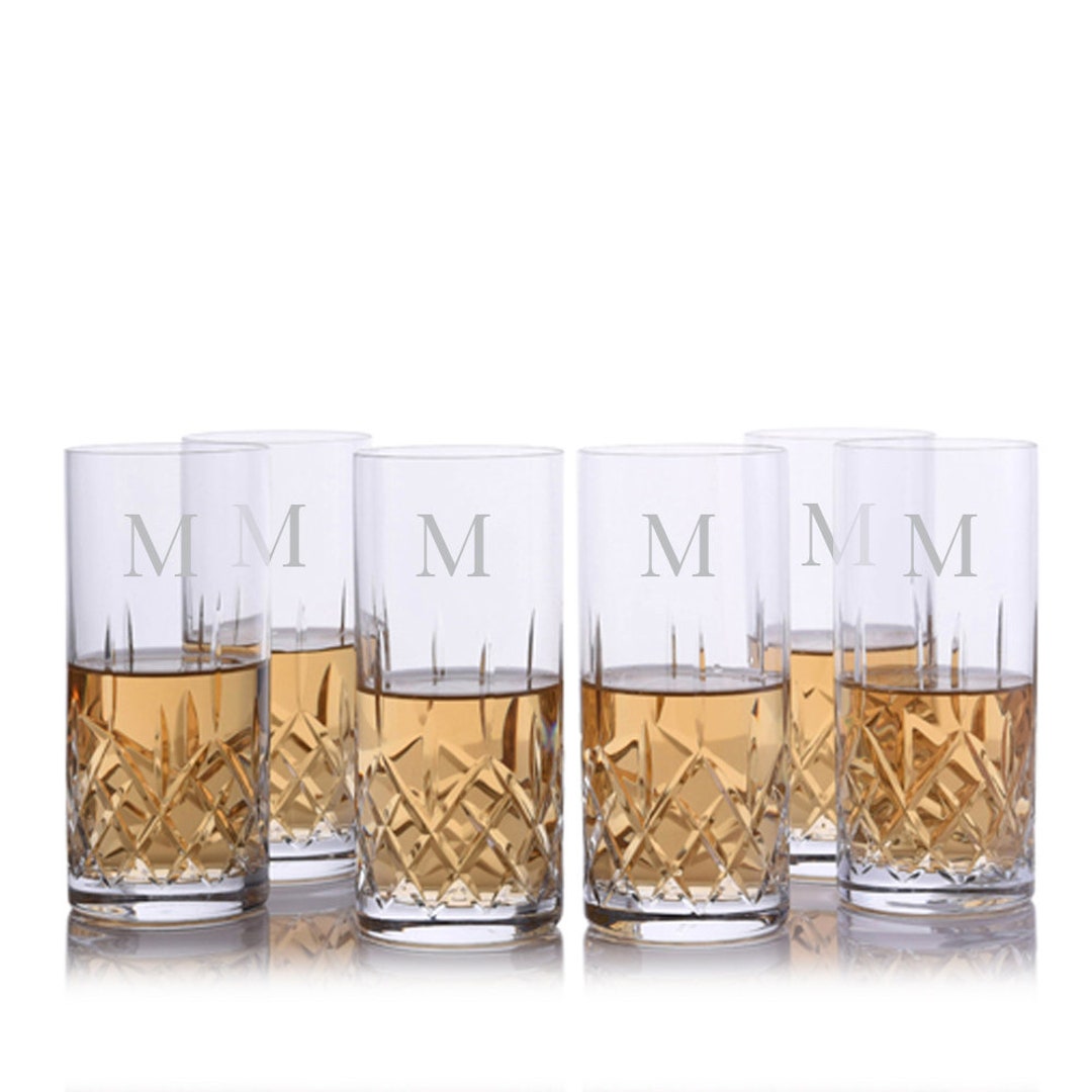 Personalized Cut Crystal Highball Glass W/ Titanium 6pc Gift - Etsy