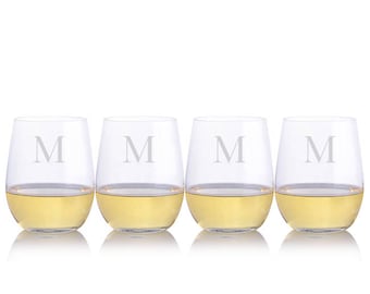 Personalized Engraved O Stemless Chardonnay Glasses By Riedel-Free Shipping