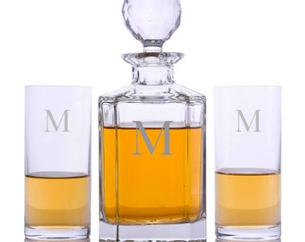 Personalized Crystal Whiskey Decanter Set – Groomsmen Gift, Home Bar