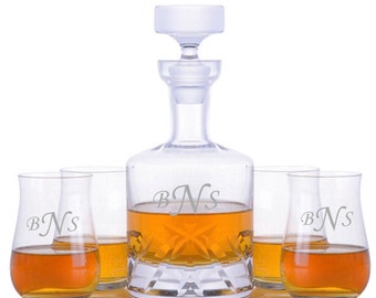 Engraved Whiskey Decanter Set, Ravenscroft Scotch Glasses, Personalized Gift
