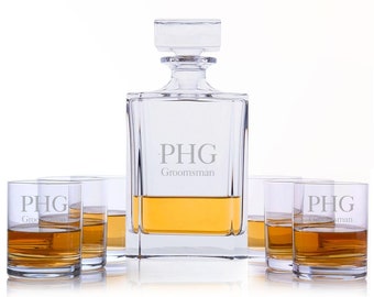 Personalized Lead Crystal Decanter Set – 7pc Scotch Whiskey Gift