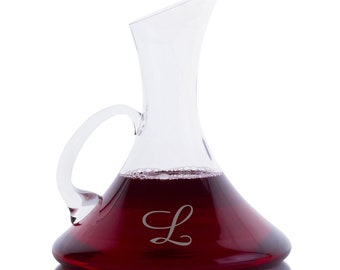 Carafe à vin en cristal personnalisée - Coltrane avec poignée, monogramme gravé