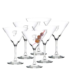 Personalized Crystal Martini Cocktail Glass 6pc. Gift Set By Crystalize - Free Shipping