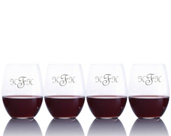 Personalized Engraved O Stemless Cabernet / Merlot Red Wine Glasses By Riedel-Free Shipping