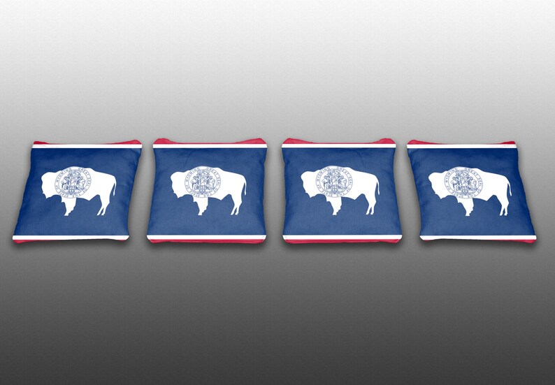 Set of 4 Corn Toss Baggo Bean Bag Wyoming State Flag Specialty Custom Cornhole Bags