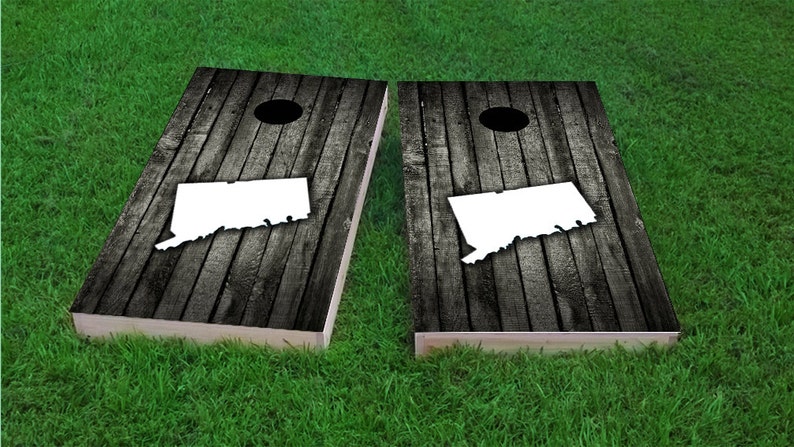 Wood Connecticut Themed 2x4 Custom Cornhole Board Set with bags Corn Toss Custom Corn Hole Bag Toss Bean Bag Toss